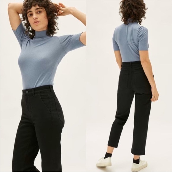 EVERLANE Cropped Straight Leg Black Minimalist Comfy Jeans - Picture 2 of 9